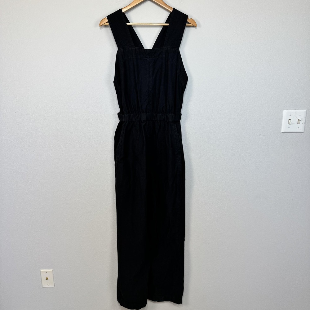 Everlane The Fatigue Apron Jumpsuit Women's 4 Black Organic Cotton Linen Minimal